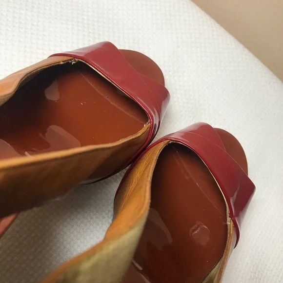 MICHAEL KORS women's platform sandals red/tan Open toe chunky size 6 M - Picture 12 of 14